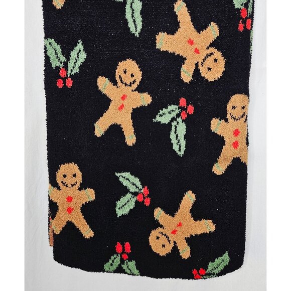 Envogue Cozy Knit Throw Blanket With Gingerbread & Holly Design 50x70 Inches - Picture 4 of 6